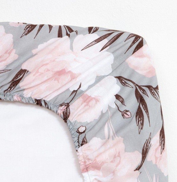 Простыня на резинке Этель 180х200х25 см, Peonies, 100% хлопок, поплин,125 г/м2