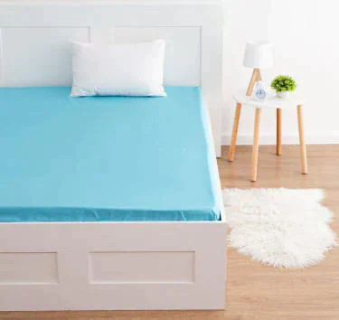 Простыня на резинке Этель 140*200*25 см, цв. голубой, 100% хлопок, мако-сатин, 128 г/м²