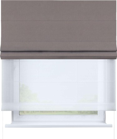 Римская штора «Кортин» день-ночь, ткань вельвет тёмно-бежевый