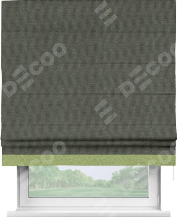 Римская штора «Кортин» с кантом Джестер, для проема, ткань лён димаут, графит