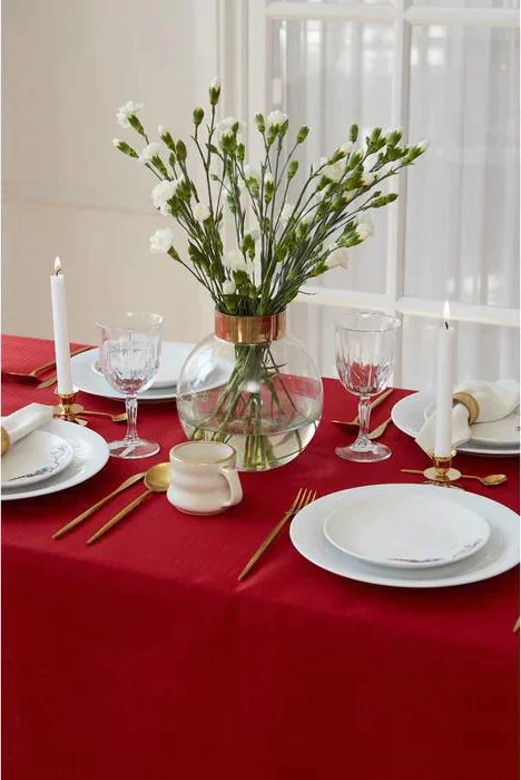 Скатерть "Этель" Shine 150*220 +/-3см, цв.бордовый, пл. 192 г/м2, хл с ВГМО