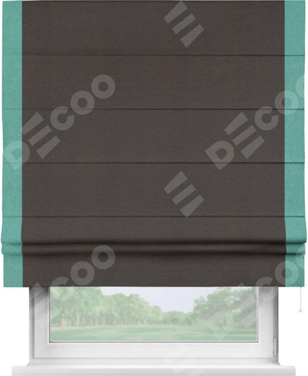 Римская штора «Кортин» с кантом Стрим Дуо, для проема, ткань лён димаут, венге