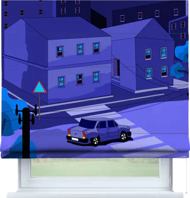 Римская штора «Кортин» для проема «Ночные улицы»