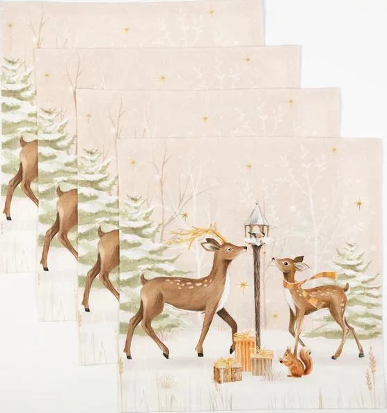 Набор столовый Этель "Christmas forest" скатерть 150*220 +/-3см с ГМВО, салф.40х40см - 12шт,