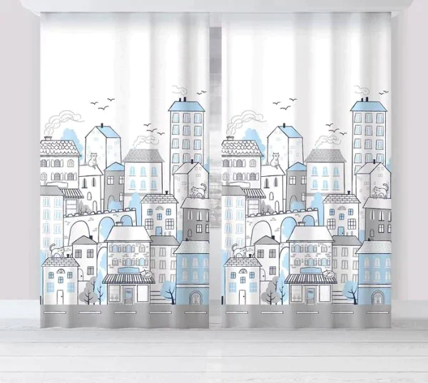 Комплект штор "Этель" Sweet home blue 145*260 см-2 шт, 100% п/э, 140 г/м2
