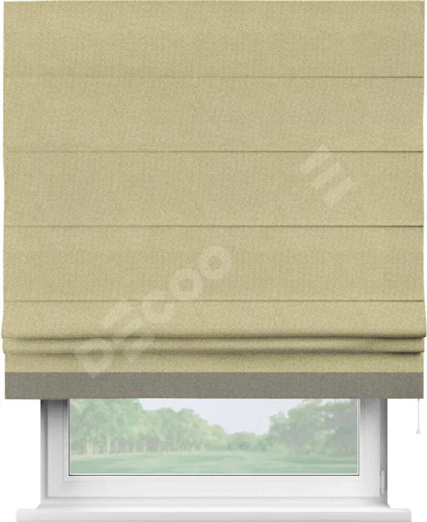 Римская штора «Кортин» с кантом Джестер, для проема, ткань лён димаут, песочный