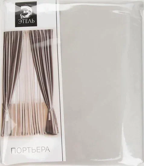Штора портьерная «Этель» 130×300 см, двусторонний блэкаут, цвет Серебряный, пл. 240 г/м², 100% п/э