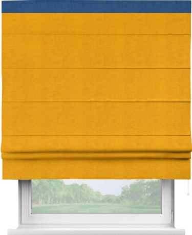 Римская штора «Кортин» с кантом Кинг, для проема, ткань вельвет желтый