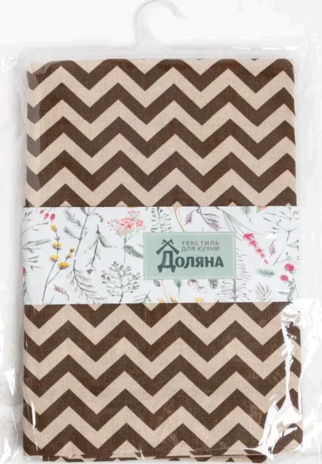 Скатерть Доляна 145х145см, Зигзаг цв.коричневый, 100%пэ, рогожка 200 гр/м