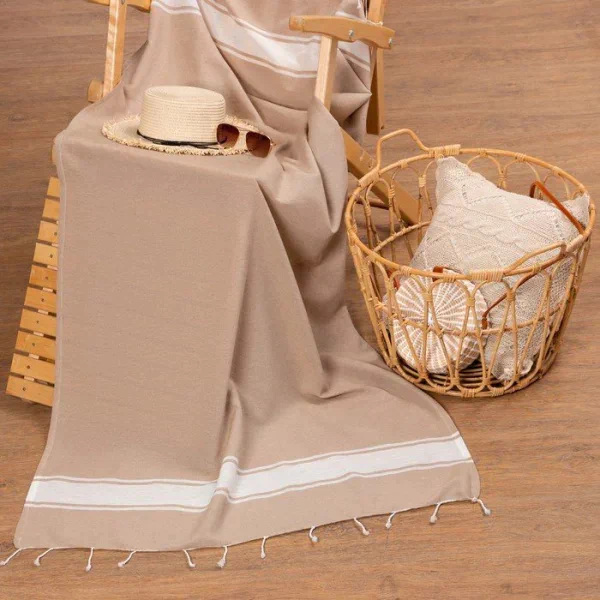 Полотенце для ванны Пештемаль Love Life "Cotton Foutah"90х170см,220г/м,80%хл, 20% п/э, мокко   73643