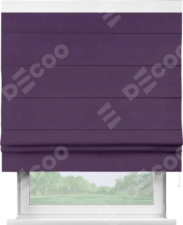 Римская штора «Кортин» с кантом Кинг, для проема, ткань вельвет темно-фиолетовый