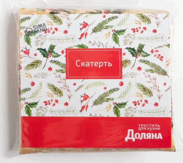 Скатерть Доляна «Ёлочные игрушки» 145х220 см, 100% п/э