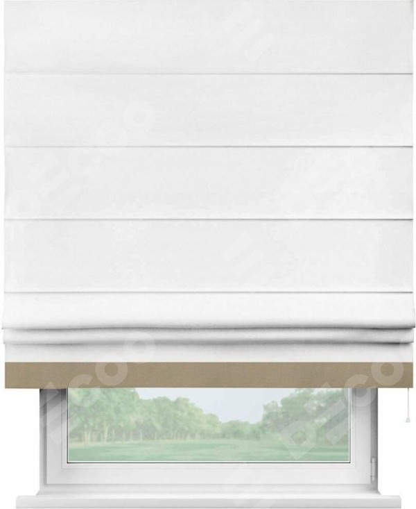Римская штора «Кортин» с кантом Джестер, для проема, ткань вельвет белый