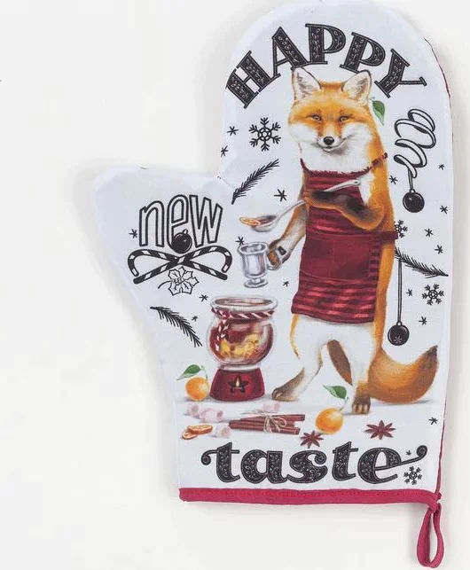 Новогодний набор кухонный Happy new taste: варежка-прихватка 20х28см, прихватка 17х17 35% хл,65% п/э