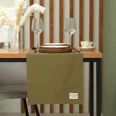 Дорожка на стол Этель Kitchen 40х150 см, цв. зелёный, 100% хл, саржа 220 г/м2