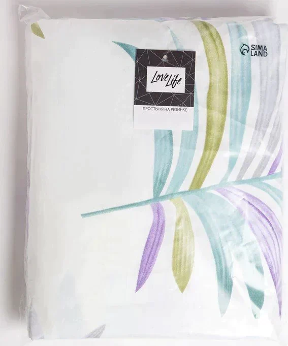 Простыня на резинке LoveLife 180*200*25см, "Tropics", 100% хлопок, сатин, 125г/м²