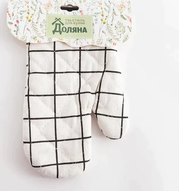 Варежка Доляна "Клетка" цв.белый 26*16 см, 100% п/э