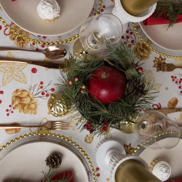 Скатерть "Этель" Golden Christmas 149х250см c ГМВО, 100%хл, 190 г/м2