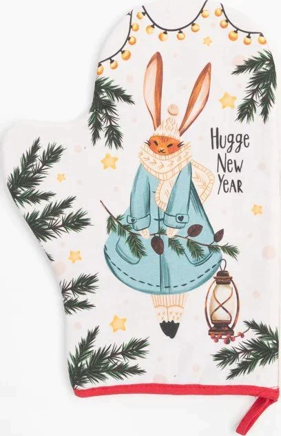 Варежка-прихватка "Hugge New Year" 20х28 см, саржа, 100% х/л, ватин 250 г/м2