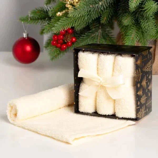 Набор махровых полотенец "Merry cristmas" 30х30 см - 3 шт, хлопок 340гр/м2