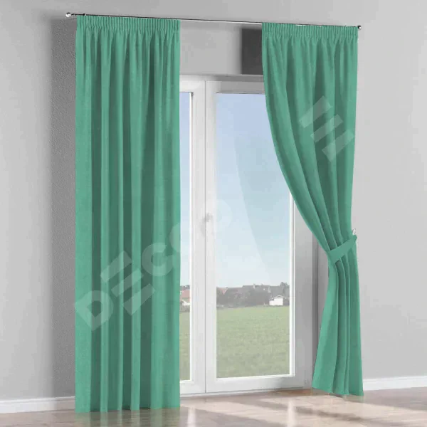 Комплект штор канвас мятный, на тесьме «Карандаш»