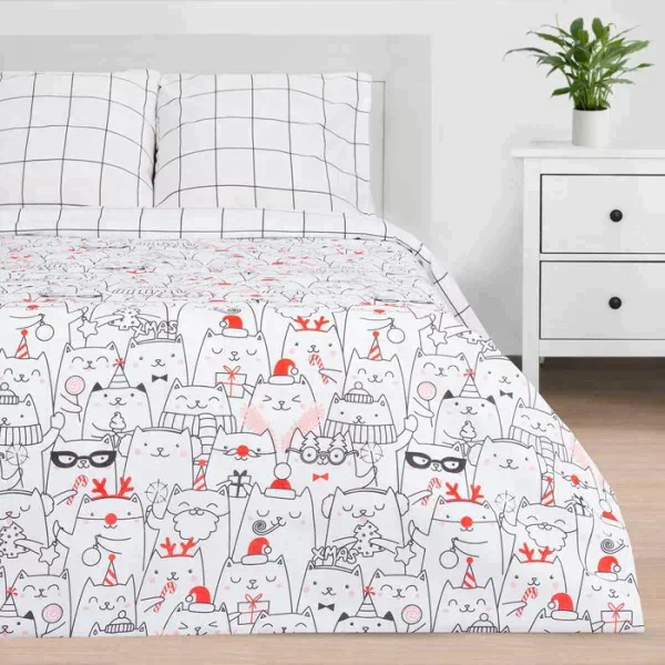 Постельное белье Этель Евро Xmas cat 200*217 см, 240*220 см, 70*70 см - 2 шт
