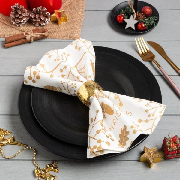 Набор салфеток с декорат. кольцами "Merry christmas " 45х45 см - 2 шт, 100% хл, саржа 190гр/