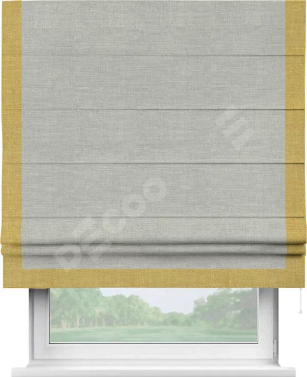 Римская штора «Кортин» с кантом Виктория, для проема, ткань лён серый