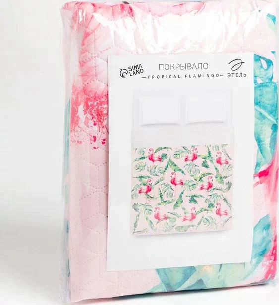 Покрывало "Этель" 1,5 сп Tropical flamingo, 140*210±2 см, микрофибра