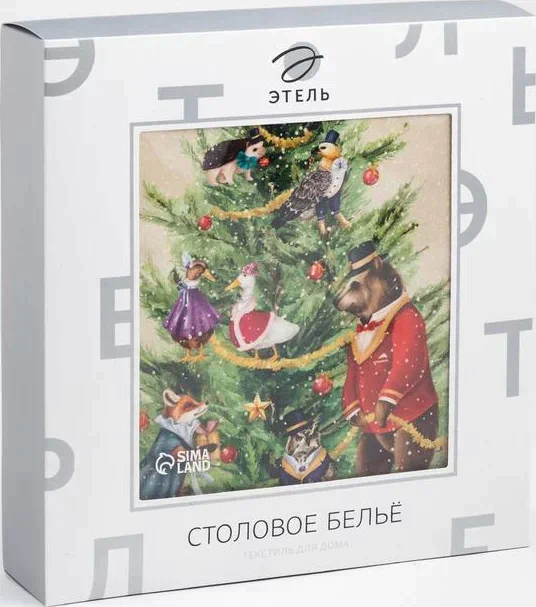 Скатерть Этель "Noble Christmas" d=150см +/-3см с ГМВО, 100%хл, саржа 190 гр/м2