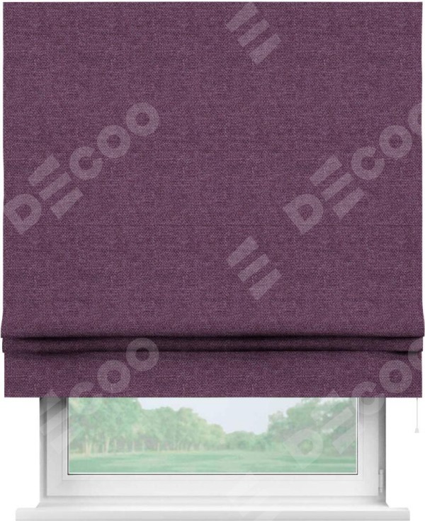 Римская штора «Кортин» для проема, ткань лён димаут, брусника