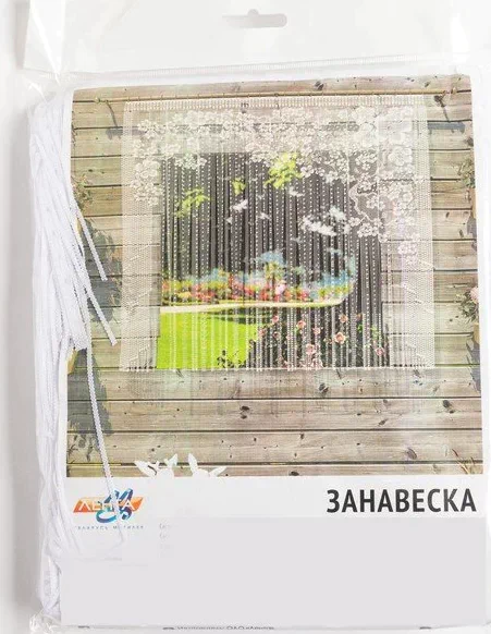 Тюль кухонная  без шторной ленты, 170х165 см, белый, 100% п/э