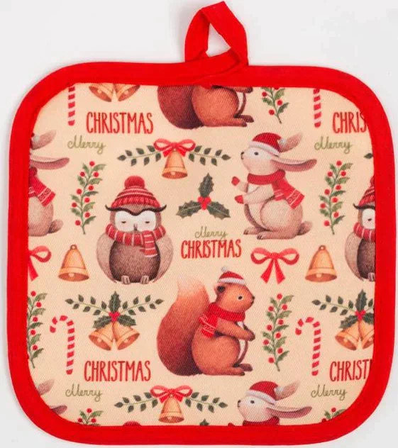 Кухонный новогодний набор Доляна «Christmas», прихватка 17*17 см, варежка 26*16 см,100% п/э