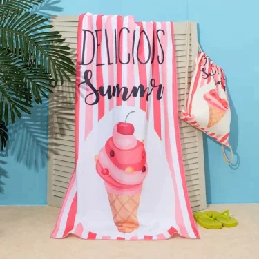 Полотенце пляжное в сумке Этель "Summer", 70*140 см, микрофибра, 100% п/э