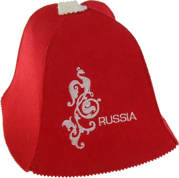 Шапка для бани "Russia" красная