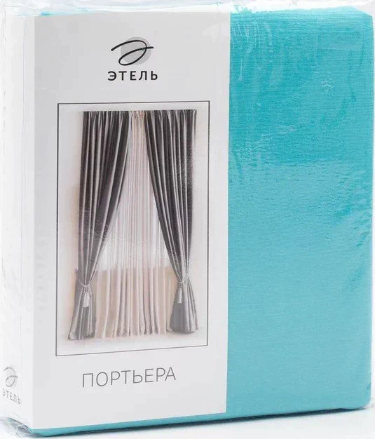 Штора портьерная "Этель" ширина 200 см, высота 250 см, цвет бирюзовый, матовая