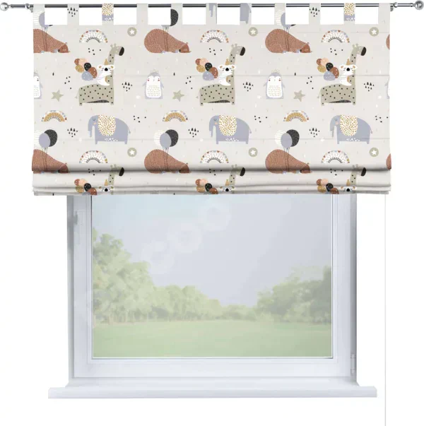 Римская штора «Кортин» на петлях «Вечеринка животных»