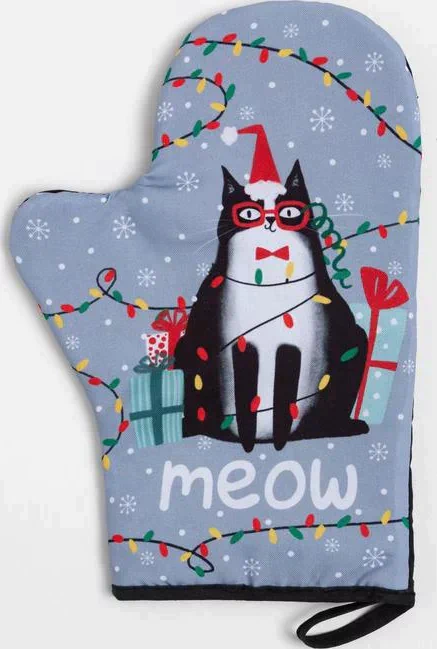 Новогодний набор подарочный "Meow" варежка-прихватка, лопатка силикон