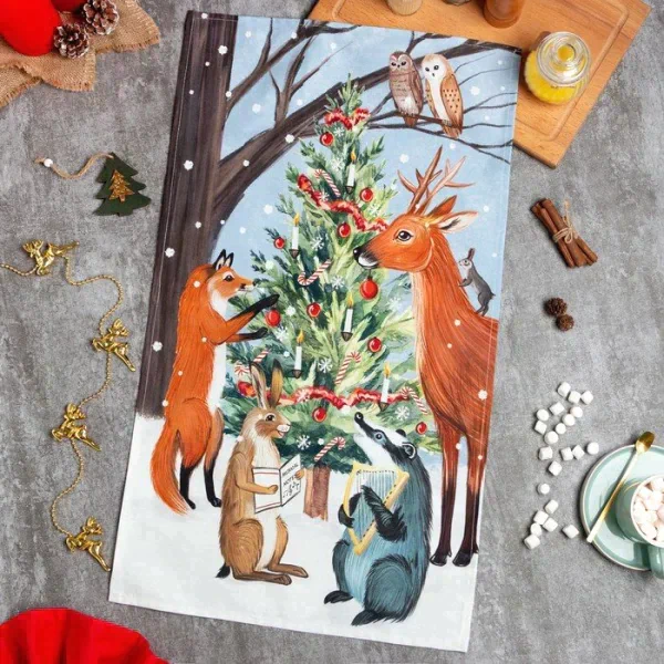 Новогоднее полотенце "Этель" New year forest 40х73см, 100% хл, саржа 190 гр/м2