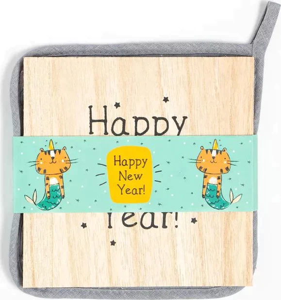Новогодний набор кухонный New Year подставка, прихватка