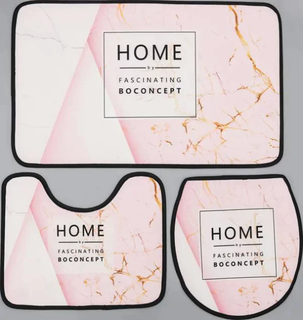 Набор ковриков для ванны и туалета Доляна Home, 3 шт: 50×80, 45×50, 38×43 см, цвет розовый