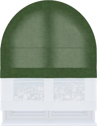 Римская штора «Кортин», канвас зелёный, день-ночь для арочного проёма