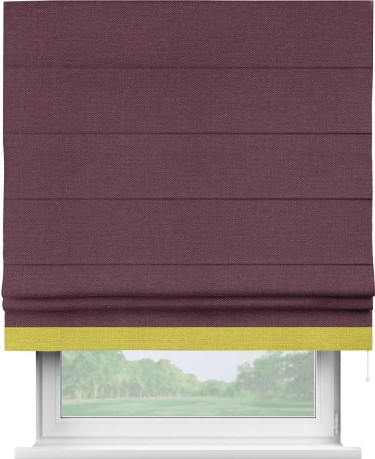 Римская штора «Кортин» с кантом Джестер, для проема, ткань лён фиолетовый
