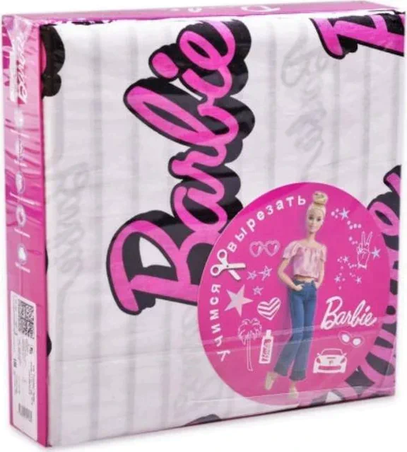 Постельное бельё 1,5сп Barbie белоземельный 145х215, 150х215, 70х70 см-1шт