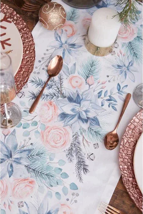 Дорожка на стол "Этель" Christmas flowers 30х70 см, 100% хл, саржа 190 гр/м2
