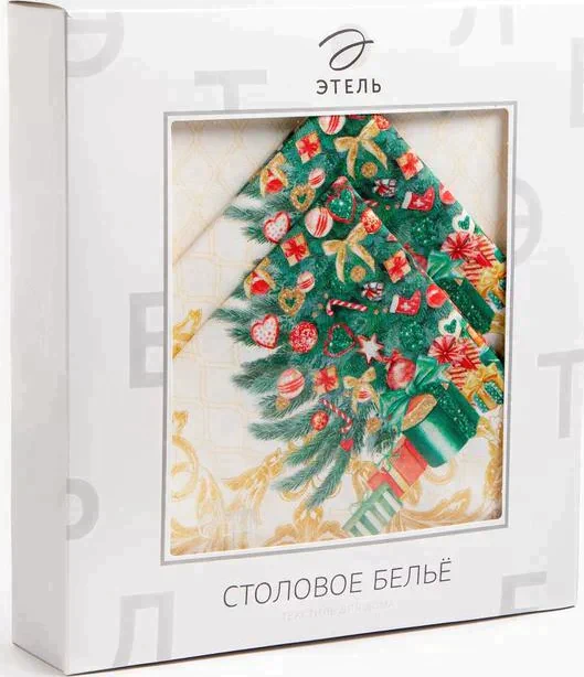 Скатерть "Этель" Golden Christmas  d=215 +/- 2см с ГМВО, 100%хл, саржа 190 гр/м2