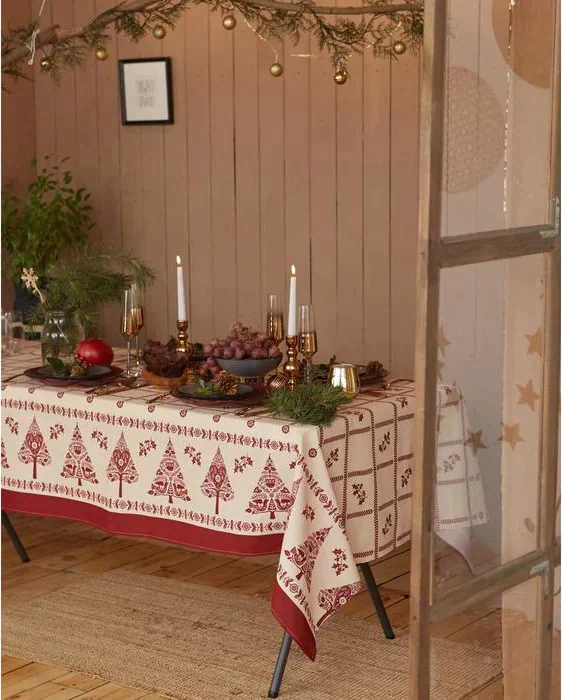 Скатерть "Доляна" Merry Christmas 146х110см, 100%хл, рогожка 164 г/м2