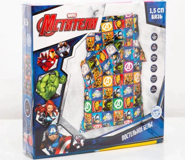Постельное бельё 1,5 сп "Avengers" 143*215 см, 150*214 см, 50*70 см -1 шт