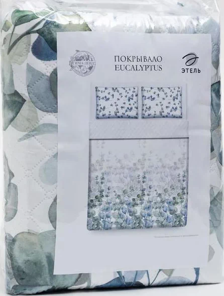 Комплект "Этель" Eucalyptus: покрывало 180х220  ±5 см и наволочки 50х70 - 2 шт, микрофибра