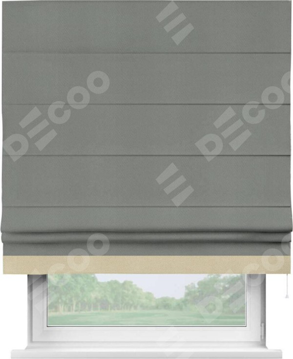 Римская штора «Кортин» с кантом Джестер, для проема, ткань блэкаут однотонный тёмно-серый